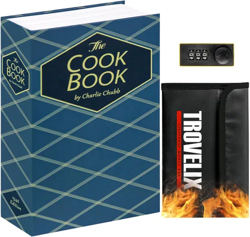 Miniatura 17 de Caja fuerte con cerradura de combinación, caja fuerte oculta (9.5 x 6.2 x 2.2 pulgadas) con bolsa ignífuga, caja de seguridad secreta
