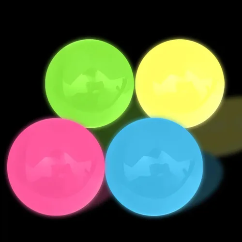 4 piezas de bolas adhesivas brillantes, bolas para aliviar el estrés que brillan en la oscuridad y se adhieren al techo, rellenos para calcetines,