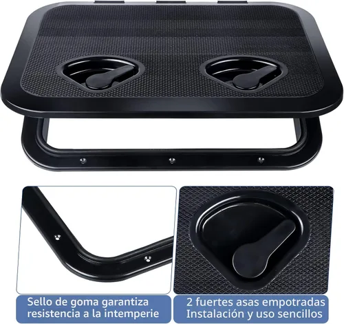 Miniatura 3 de smartmarine Marine Deck Access Hatch 17.3“×12.4" Rectangle Boat Hatch & Lid,Boat Deck Hatch Lids Negro
