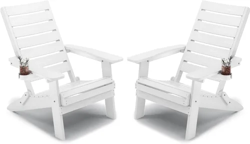 Miniatura 8 de YEFU Sillas Adirondack plegables para exteriores: silla de gran tamaño para hoguera resistente con respaldo de arco cómodo y soporte para tazas