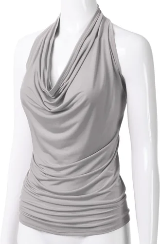 Miniatura 2 de EIMIN Camiseta sin mangas casual con cuello halter drapeado frontal sexy sin espalda (S-3XL), ett006_rojo