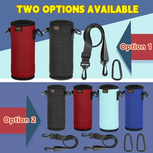 Miniatura 6 de Fundas aislantes portátiles de plástico de 16.9 onzas, fundas aislantes de 16, 17, 18 onzas, soporte para botellas/latas con correa para el hombro