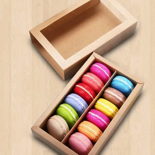 Miniatura 5 de 25 cajas de macarrones, caja de macarrones para 12, (medida interior 7.25 x 4 x 1.8 pulgadas), cajas de embalaje de macarrones con ventana