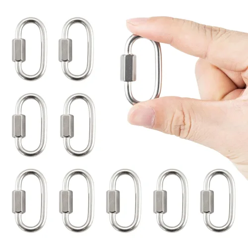 Miniatura 10 de HOME MASTER HARDWARE Mosquetón de enlace rápido de acero inoxidable 304 con bloqueo en forma de D, conector seguro resistente para cadenas, correas