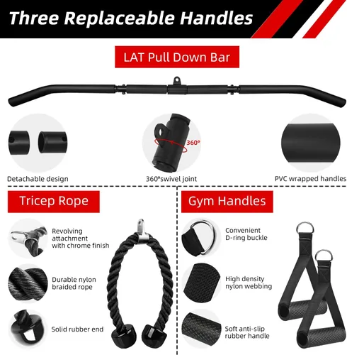 Miniatura 3 de LFJ Sistema de Poleas con Cable LAT para Jalones y Levantamiento de Peso, Accesorio de Polea de Máquina con Cable para Jalones de Tríceps, Curl