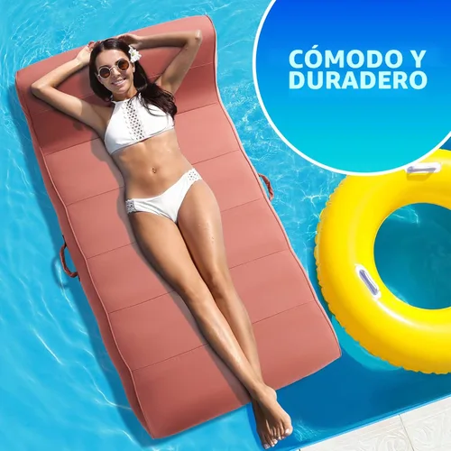 Miniatura 5 de Tumbona flotante tapizada y elegante para piscina, silla flotante grande y respaldo, lago resistente, playa, adultos y niños, tubo cómodo, duradero