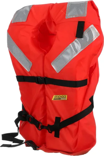Miniatura 2 de SEACHOICE Chaleco y chaqueta comercial tipo I para uso en alta mar, naranja fluorescente, paneles reflectantes, varios tamaños