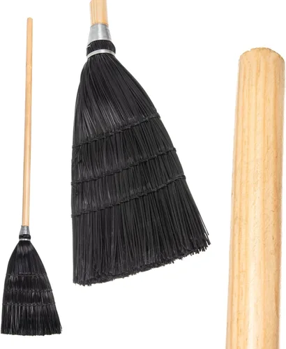 Miniatura 8 de Carlisle FoodService Products Escoba de vestíbulo, barrido de juguete pequeño con mango de madera, escoba de maíz sintética con cerdas