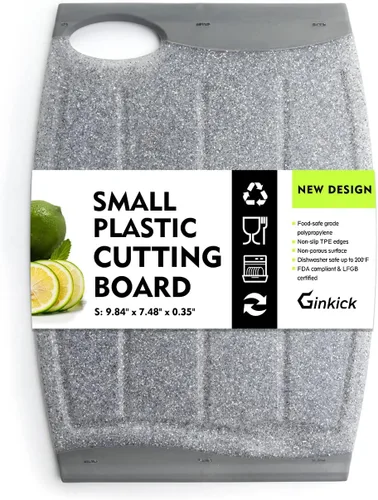 Miniatura 9 de Tabla de cortar de plástico extragrande, tabla de cortar antideslizante de 16 pulgadas para carne, tabla de cortar de cocina más gruesa, diseño Gris
