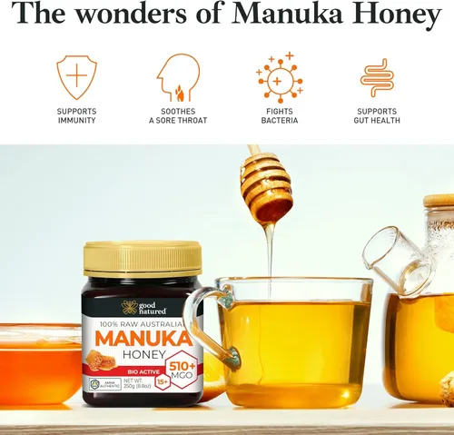 Miniatura 5 de Miel de Manuka Good Natured (MGO 510+) - Miel Cruda de Alta Calidad de Manuka de Grado Médico, No Transgénica, Probada en Laboratorio y Certificada