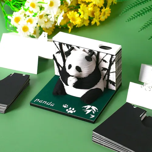 Miniatura 3 de Bloc de notas 3D, 217 hojas de papel creativo tallado panda arte 3D Notas adhesivas DIY Notes, decoración de escritorio, regalo