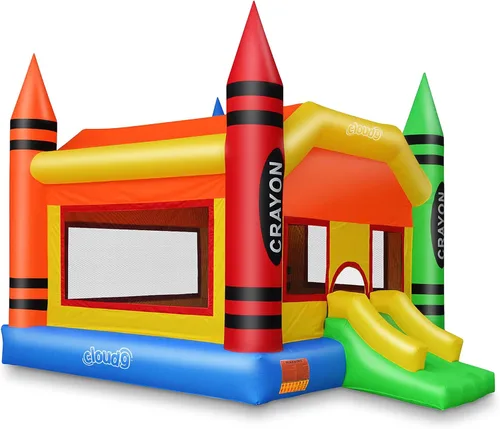 Cloud 9 Casa de rebote de crayón con tobogán, gorila inflable grande para niños, sin ventilador