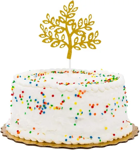 Miniatura 5 de Restaurantware Top Cake Toppers 8 x 3.8 pulgadas, 100 adornos de tiara para tartas, detalles de purpurina, cumpleaños, papel dorado, decoración