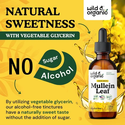 Miniatura 6 de Wild & Organic Gotas de gordolobo para pulmones - Desintoxicación y limpieza - Extracto de hoja de gordolobo para pulmones con equinácea - Añadir al