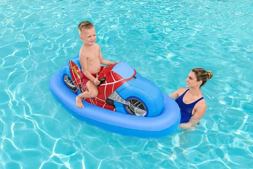 Miniatura 13 de Bestway Spider-Man - Flotador de piscina para motocicleta, 66.9 x 33.1 in