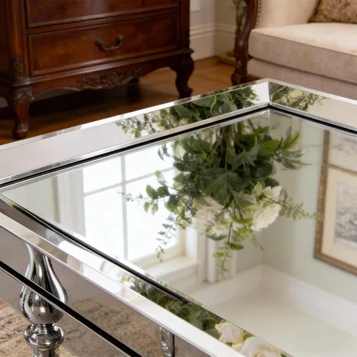 Miniatura 2 de Chende - Espejo de pared grande de 22" x 47", angular, rectangular, para decoración, con borde biselado de 2" y marco de acero inoxidable para sala