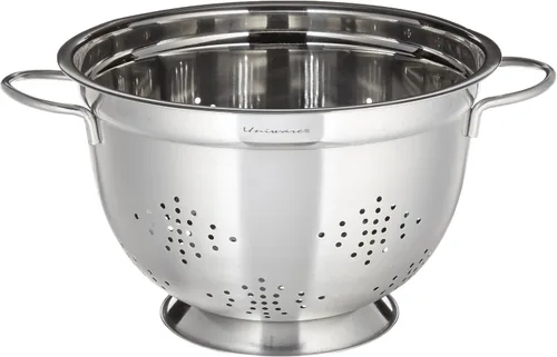 Miniatura 2 de Uniware Colador profesional de acero inoxidable estilo alemán, plateado, resistente (5 cuartos de galón)