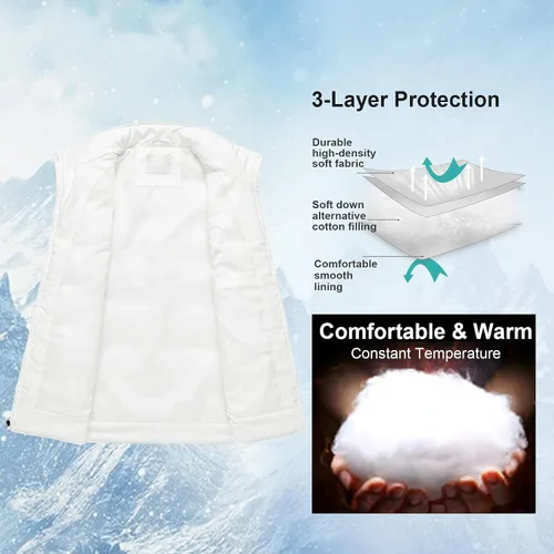 Miniatura 4 de Chrisuno Chalecos de invierno para mujer, ropa de abrigo ligera y acolchada