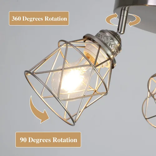 Miniatura 2 de Accesorios de iluminación de cocina - Lámpara de techo de 3 luces multidireccional con base E26, montaje empotrado ajustable para cocina de granja