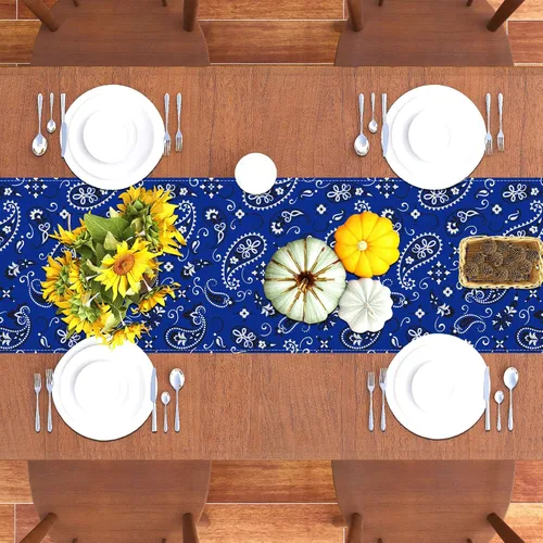 Miniatura 6 de Rvsticty Camino de mesa de lino para fiesta del oeste, mantel de cachemira, decoración de fiesta de rodeo, decoración de cumpleaños de vaquero