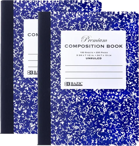 Miniatura 11 de BAZIC PRODUCTS Libro de composición sin rayas, 100 hojas, 9.75 x 7.5 pulgadas 100 unruled sheets (200 pages); sewn binding; 9.75 x 7.5 in Mármol