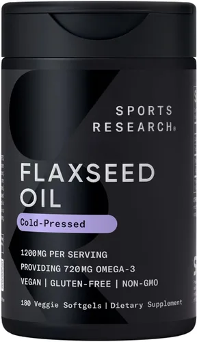 Sports Research® Aceite de linaza vegano (1200 mg) Suplemento de hierbas con ALA Omega 3 a base de plantas, certificado vegano y verificado sin OMG,