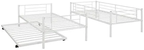 Miniatura 8 de Litera de metal individual sobre individual con nido, escaleras y rieles de protección de seguridad, se puede dividir en dos camas, no necesita