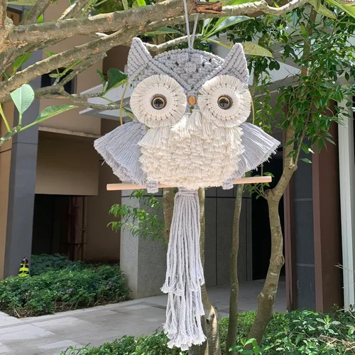Miniatura 17 de ACEDSGN Tapiz de macramé para colgar en la pared, diseño bohemio hippy, tapiz hecho a mano, decoración de pared para cuarto del bebé, dormitorio