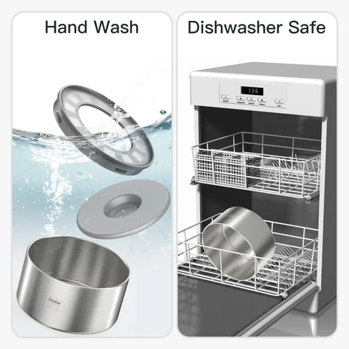 Miniatura 8 de Cuenco de agua antiderrames para perros, de acero inoxidable de doble pared con tapa a prueba de salpicaduras y disco flotante, base antideslizante