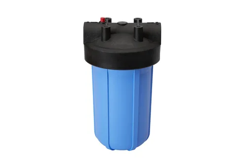 Pentair OMNIFilter Sistema de filtración de agua para toda la casa de 10" de gran resistencia Big Blue con alivio de presión, color negro/azul