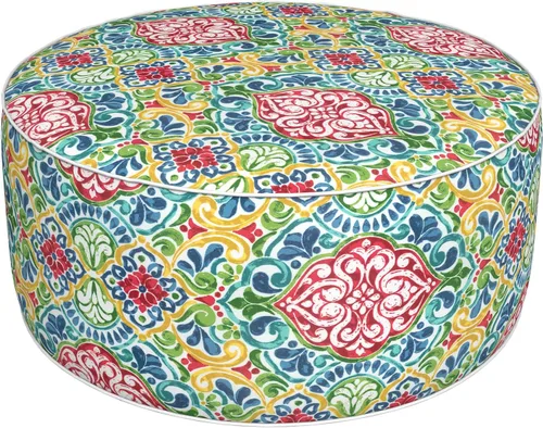 Miniatura 20 de DYTXIII Taburete otomano inflable de 21 pulgadas de diámetro x 9 pulgadas de alto, para uso en exteriores e interiores, taburete repelente al agua