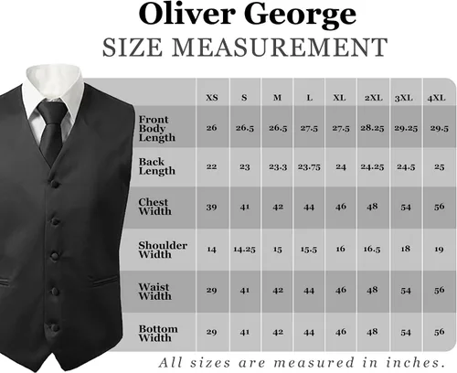 Miniatura 7 de Oliver George Chaleco formal sólido para hombre, 4 piezas, chaleco de esmoquin, corbata de lazo, pañuelo para traje o esmoquin