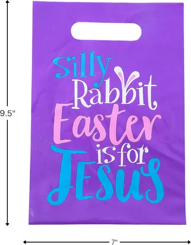 Miniatura 2 de Fun Express 7 "x 9 1/2" a granel pequeño conejo tonto Pascua es para Jesús bolsas de plástico golosinas, 50 piezas