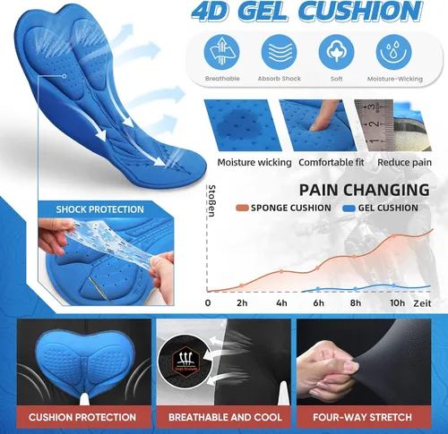Miniatura 4 de Hiauspor Pantalones cortos acolchados de ciclismo de montaña para hombre, ajuste holgado, de secado rápido, para ciclismo con 5 bolsillos