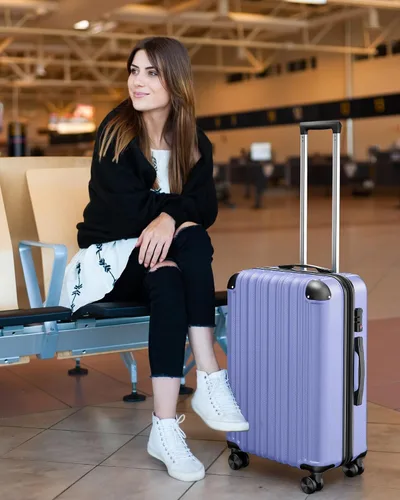Miniatura 2 de SunnyTour Juego de equipaje expandible con ruedas giratorias dobles, juego de maleta dura de 3 piezas para viajes cortos y viajes largos, Púrpura