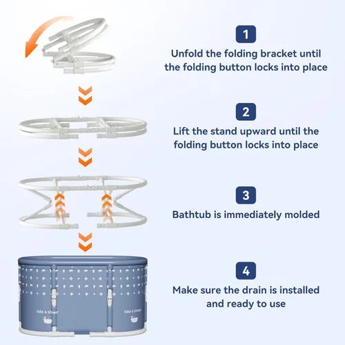 Miniatura 9 de Bañera portátil, bañera plegable sin instalación, bañeras de ducha independientes con cojín, bañera de hidromasaje plegable, bañera de agua caliente