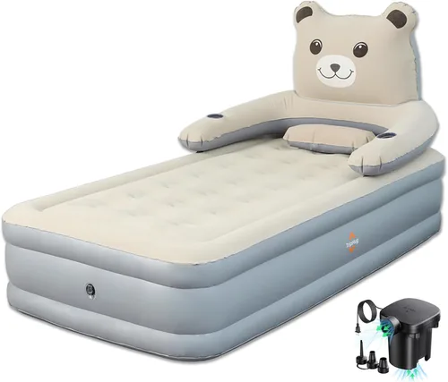 Colchón de aire con cabecero, cama inflable de 16 pulgadas con bomba eléctrica incorporada, inflado/desinflado rápido de 2 minutos, diseño sin