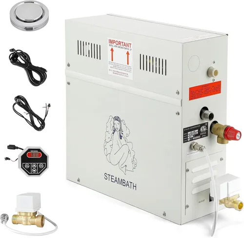CGOLDENWALL Generador de vapor autodrenante de lujo de 6KW, ducha, sauna, baño, baño de vapor en casa, generador de spa con control impermeable y