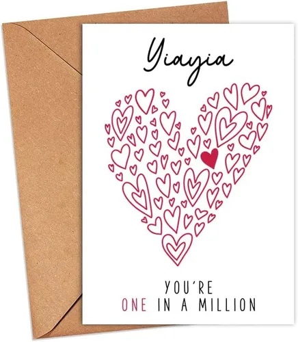 Yanashop88 Yiayia You're One In A Million Card - Tarjeta de cumpleaños Yiayia - Tarjeta de felicitación de agradecimiento - Tarjeta para ella -