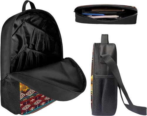 Miniatura 97 de HUGS IDEA Juego de 3 bolsas escolares con aislamiento térmico para el almuerzo, estuche para lápices