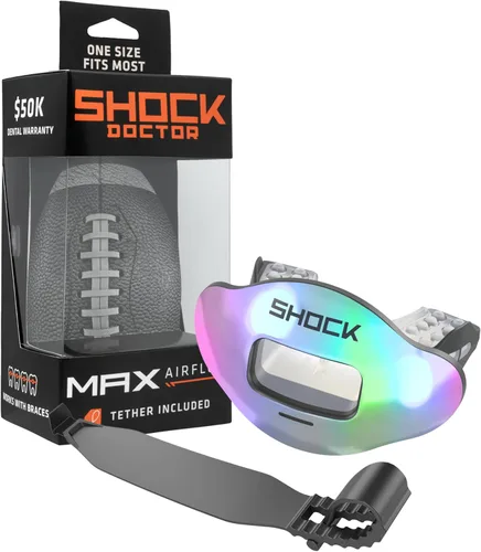 Miniatura 18 de Shock Doctor Protector Labial, Protector Bucal para Adultos y Jóvenes de Fútbol Americano con Correa, Boquilla de Fútbol Americano Transpirable