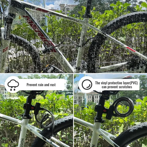 Miniatura 6 de Candado de bicicleta, [4 pies/3.9 ft] Diyife - Candados de cable para bicicleta con 2 llaves, resistente a la intemperie, cable de seguridad