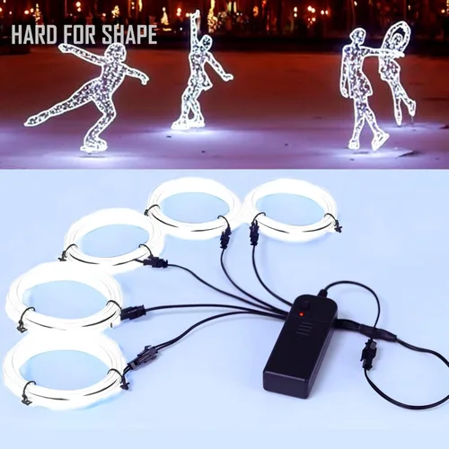 Miniatura 10 de Ourbest [Nueva versión dura] 5 divisores de 6.6 ft de cable EL de neón, 3 modos de permanencia/lento/rápido flash LED para decoración de fiesta