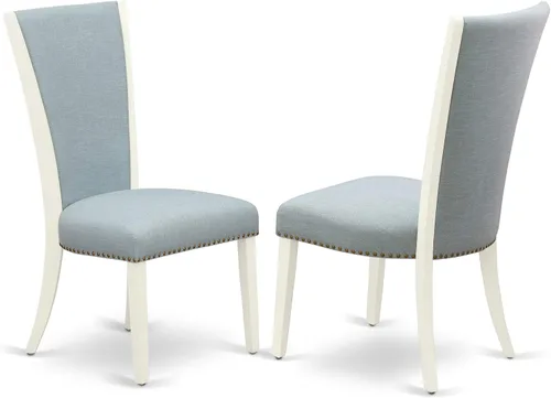 Miniatura 4 de East West Furniture HLVE3-LWH-15 - Juego de mesa y sillas de cocina de 3 piezas contiene una mesa redonda de comedor con pedestal y 2 sillas Parson