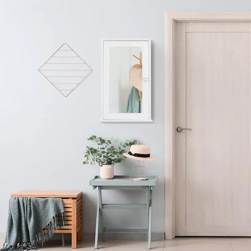 Miniatura 3 de Karl home - Gabinete de medicina de madera para baño, montado en la pared, acabado blanco, con una puerta de espejo y estantes ajustables para baño