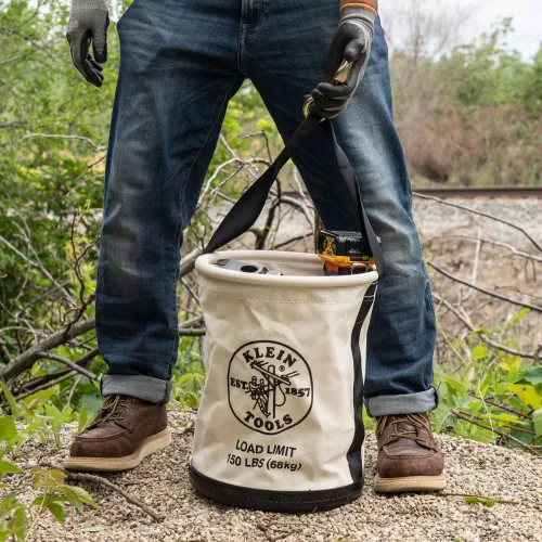 Miniatura 4 de Klein Tools 5109SLR Bolsa para herramientas de lona, bolsa de herramientas multiusos con fondo de plástico con orificios de drenaje, con capacidad