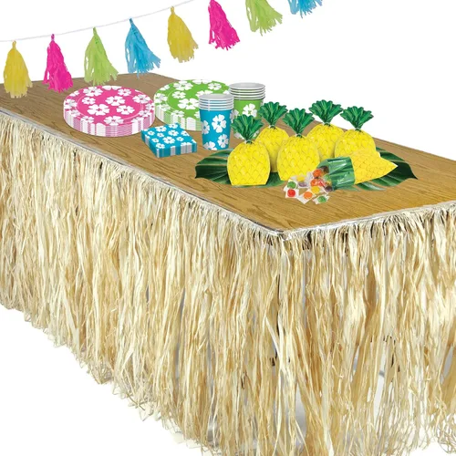 Miniatura 5 de Zócalo de mesa de rafia (natural) accesorio de fiesta (1 unidad) (1/paquete)