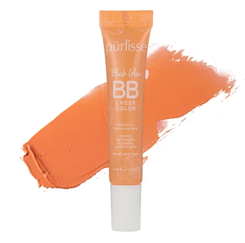 pūrlisse Blush Glow BB Cheek Color - Rubor líquido húmedo para mejillas - Enriquecido con vitamina E y ácido hialurónico - Cremoso, ligero y