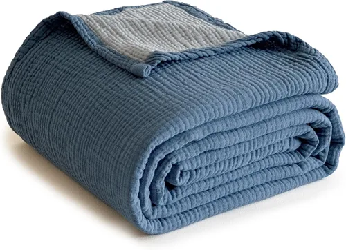 Miniatura 16 de Simple&Opulence - Manta de muselina 100% algodón, tamaño king, transpirable y ligera, de 4 capas de gasa, para cama, sofá, camping, colcha suave Café