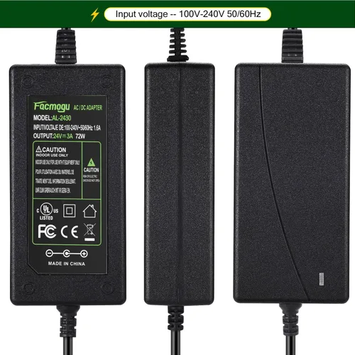 Miniatura 4 de Facmogu Adaptador Convertidor de Fuente de Alimentación 24V 3A 72W, Fuente de Alimentación 100-240V 50/60Hz AC a DC 24 Volt 3Amp, Enchufe DC